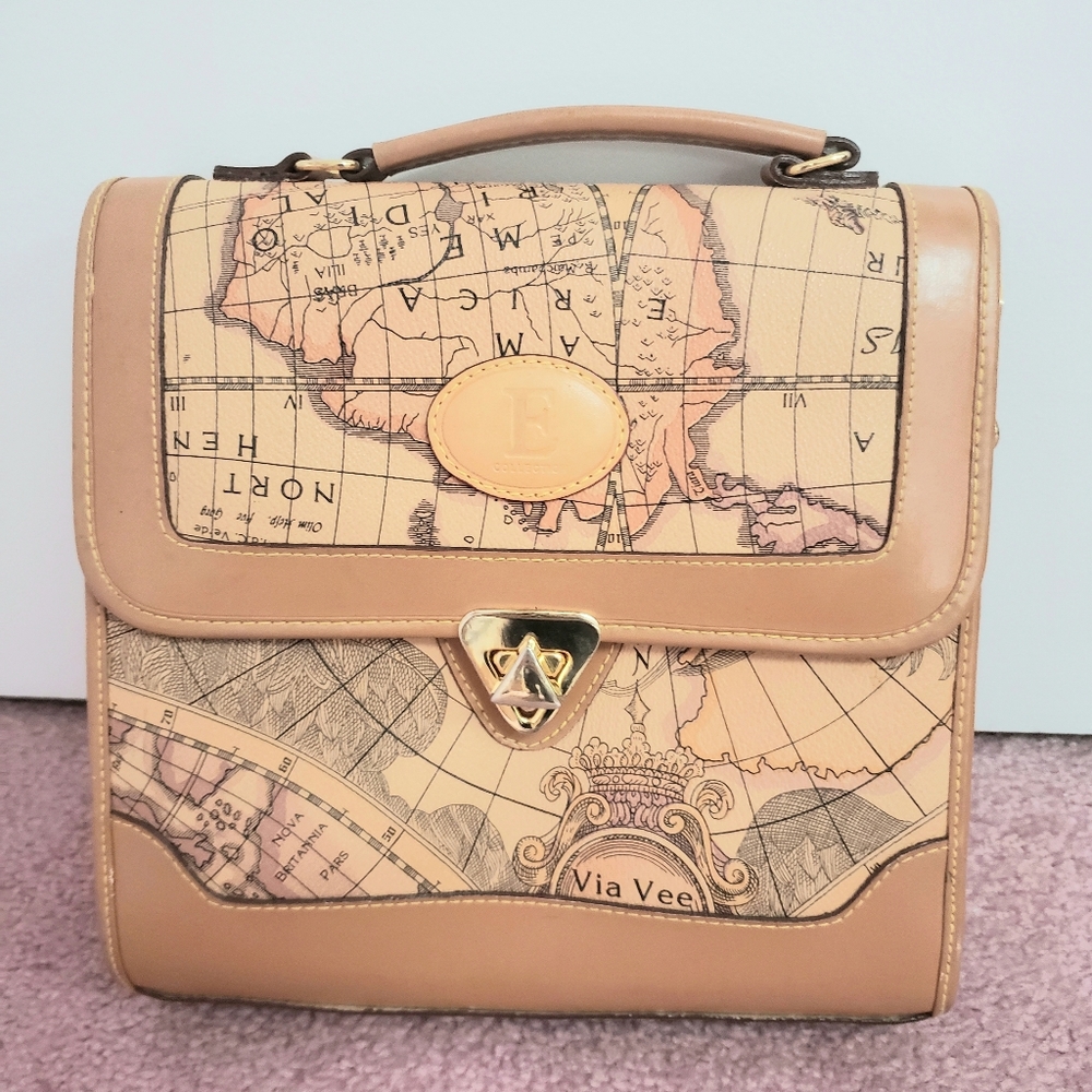 Tan Map Shoulder Bag - Picture 2 of 9